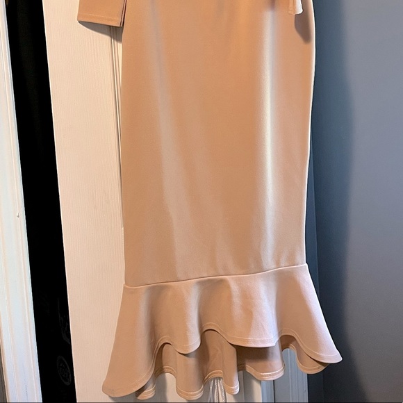 Missguided Bardot fishtail hem dress - off-shoulder midi - size 2 nude - Picture 5 of 5